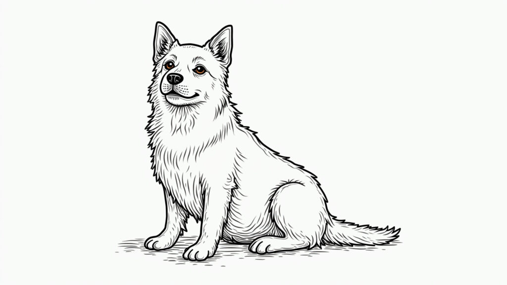 Desenho simples de cachorro para colorir.