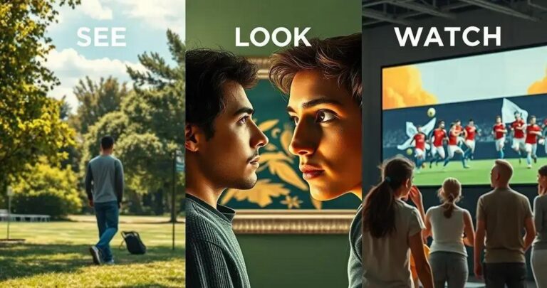 diferença entre see look e watch