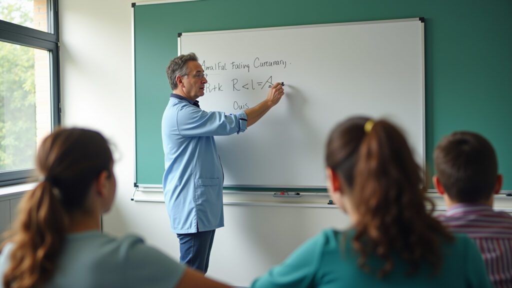 Professor ensinando vocabulário médico em inglês.