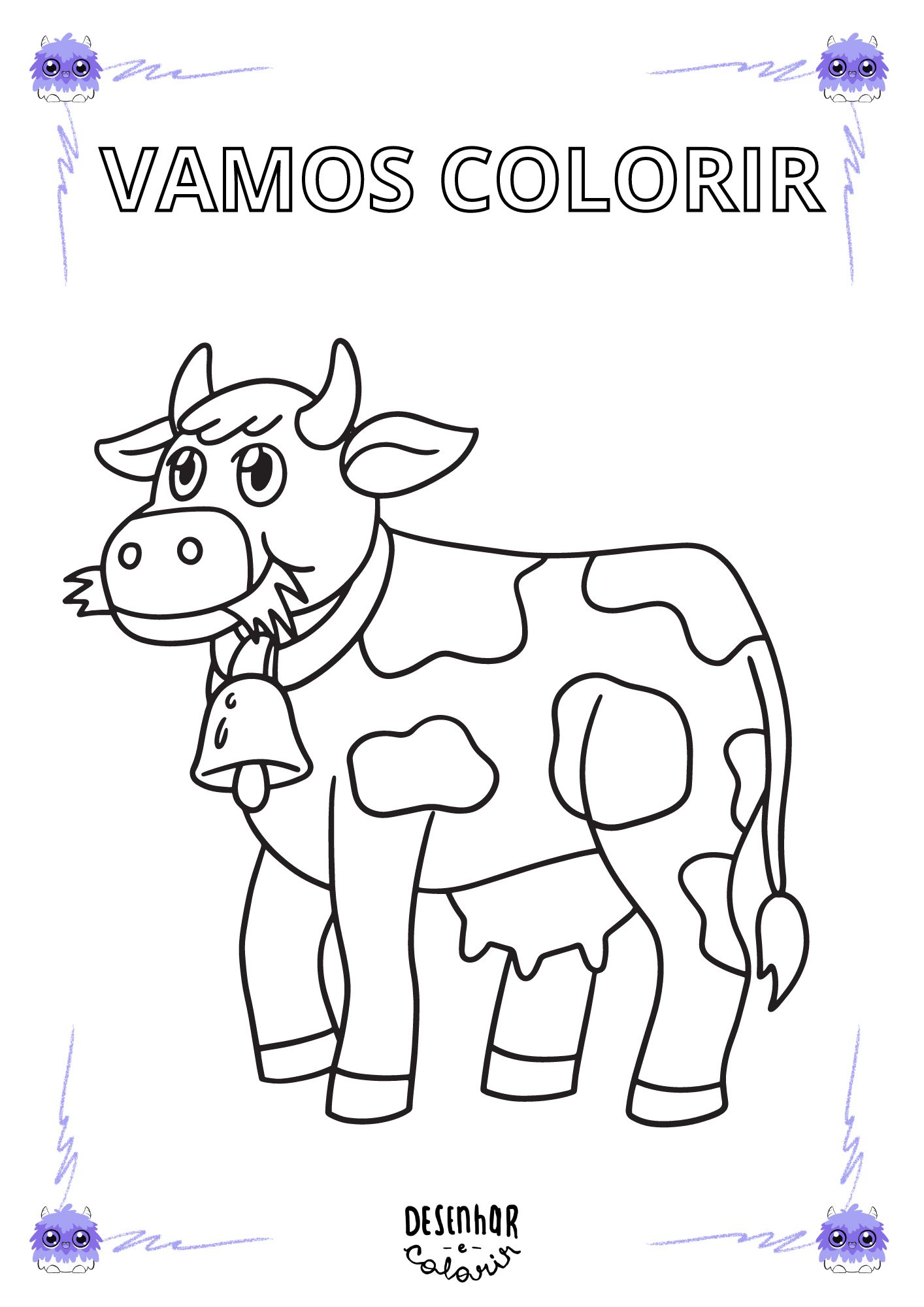 Desenhos de Vaca para Colorir e Imprimir