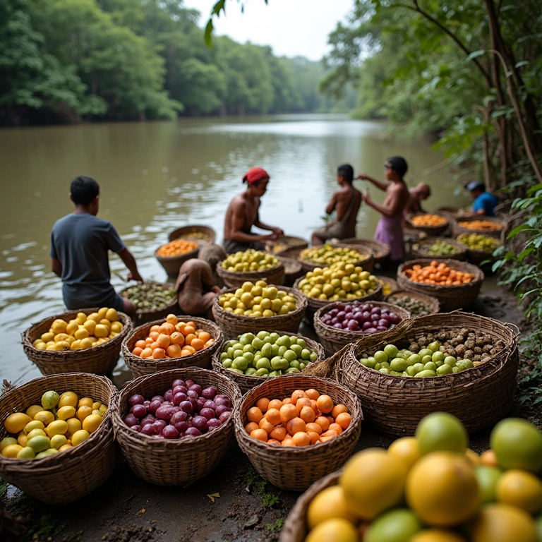 Colheita de açaí no Pará, terra do açaí.