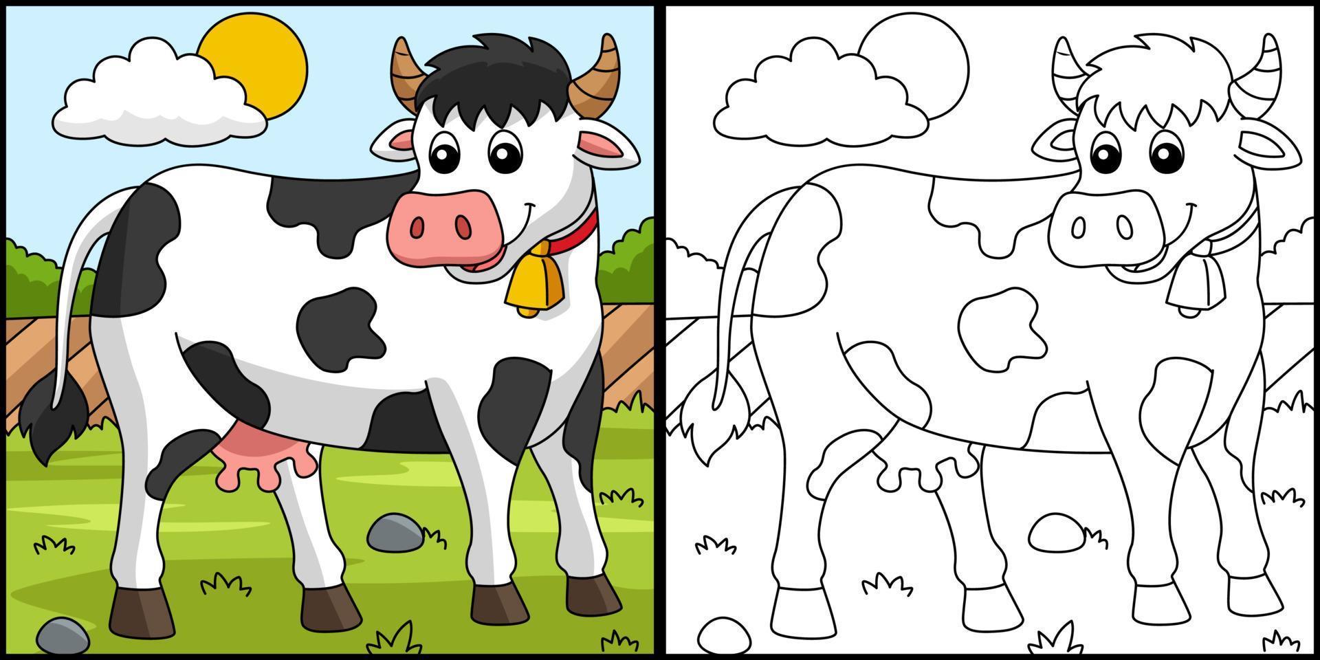 vaca para colorir ilustração colorida ...