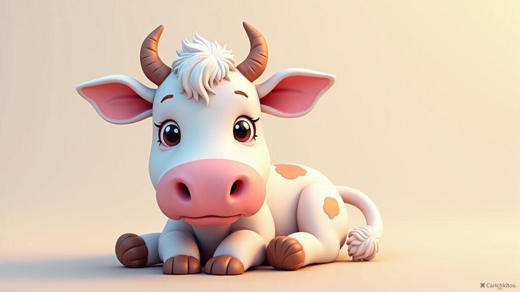 Desenho de vaca bonita para colorir, com traços delicados e cores suaves.