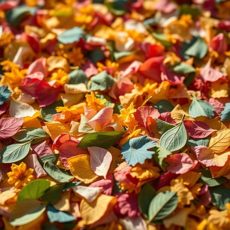 Confetes de folhas e flores secas para Carnaval em berçário.