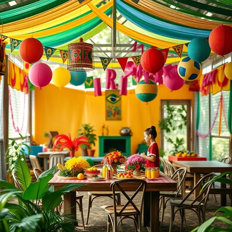 Decoração de Carnaval colorida e segura em berçário brasileiro.