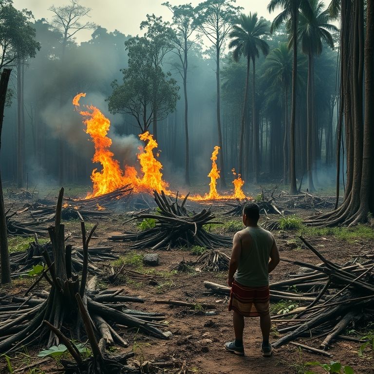 Devastação ambiental causada pela extração do pau-brasil.