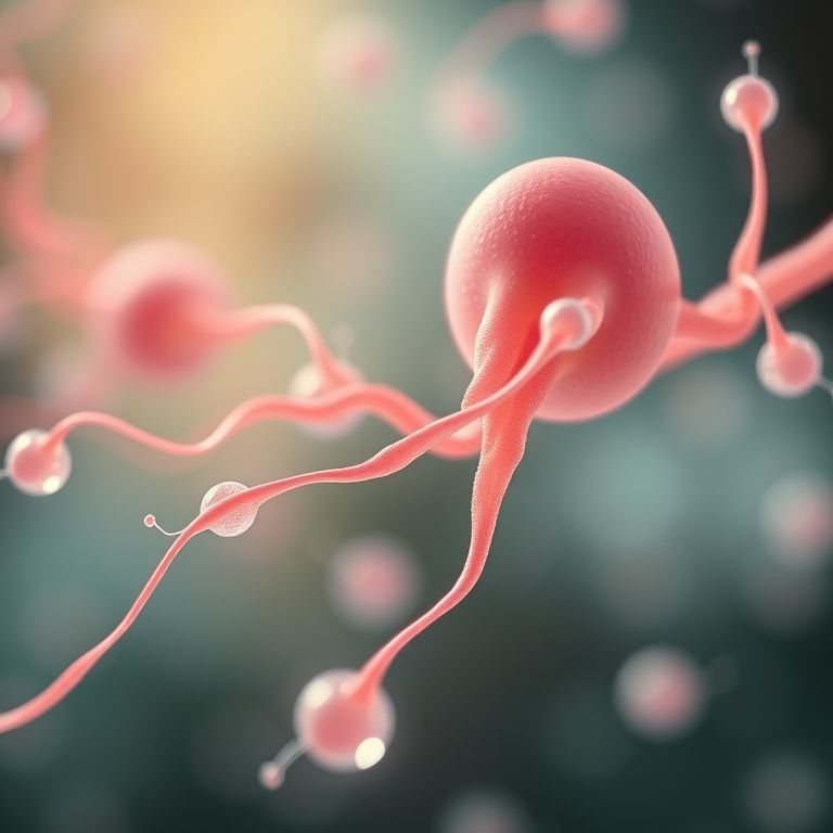Espermatozoides a caminho do óvulo, mensageiros da vida.