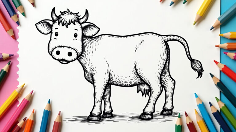 Desenho de vaca simples para colorir.