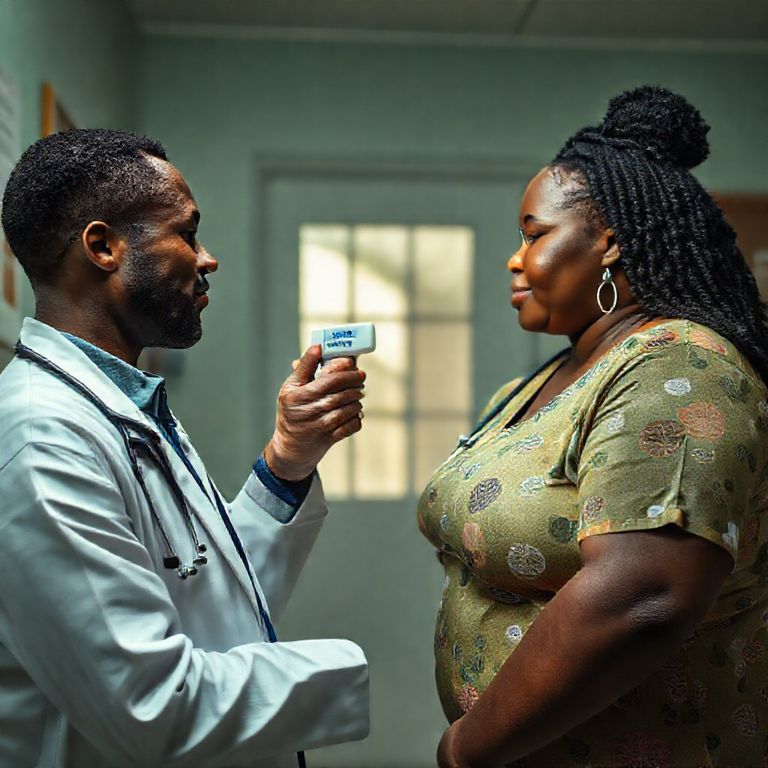 Médico medindo temperatura corporal de paciente.