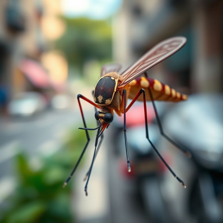 Mosquito Aedes aegypti transmissor da dengue em ambiente urbano.