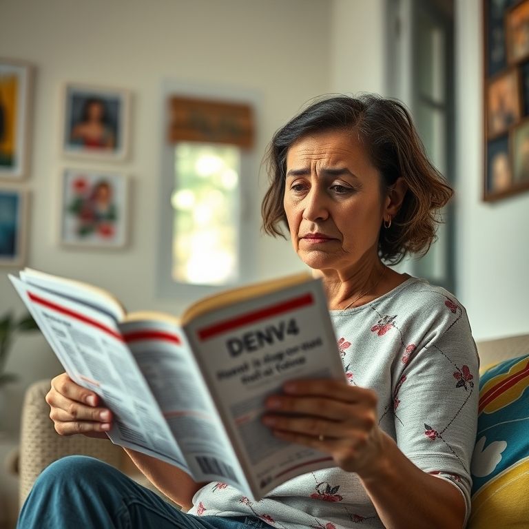 Mulher lendo sobre o reaparecimento preocupante do DENV-4.