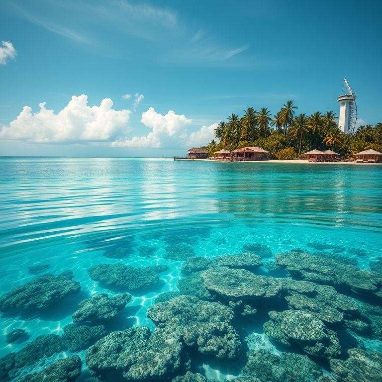 Oceano Índico: Paraíso tropical com águas turquesa e recifes de coral.