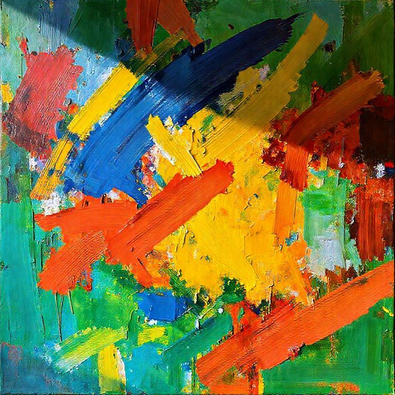 Pintura abstrata vibrante representando a diversidade das artes.