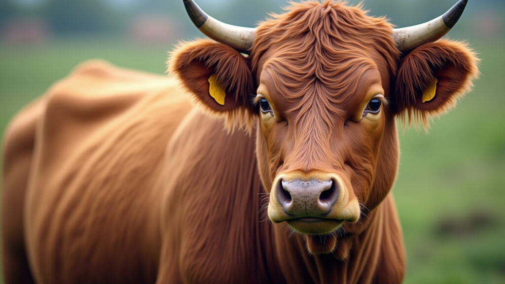 Desenho de vaca realista para colorir, mostrando detalhes da anatomia.