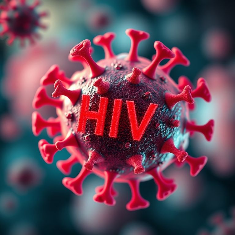 Representação artística do vírus HIV (Vírus da Imunodeficiência Humana).
