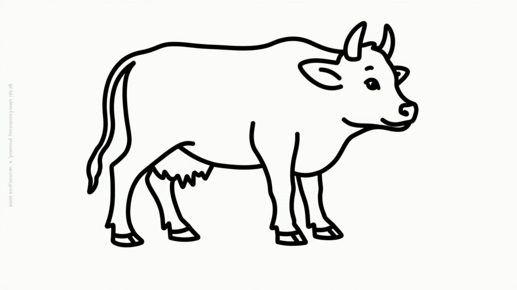 Desenho simples de vaca para colorir, ideal para crianças pequenas.
