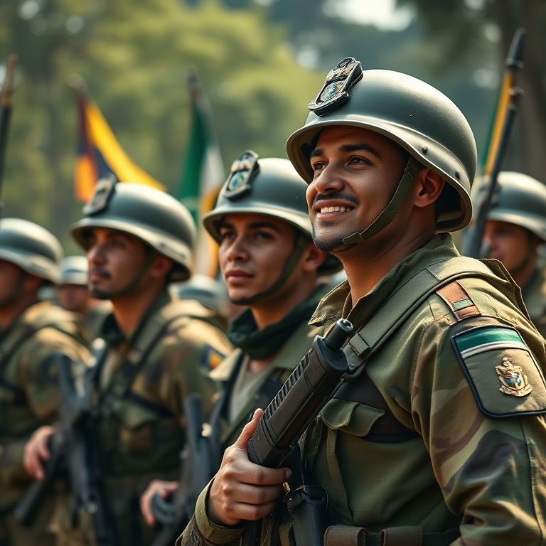 Soldados do Exército Brasileiro vitoriosos na Guerra do Paraguai.
