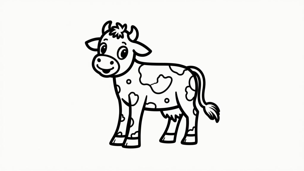 Desenho de vaca malhada para colorir, com diferentes padrões de manchas.
