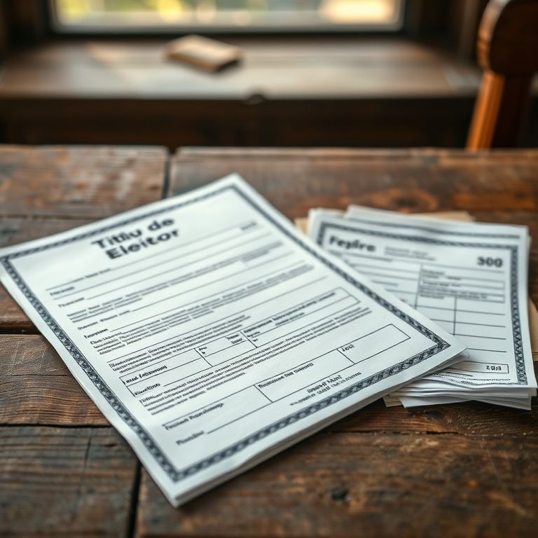 Título de eleitor e comprovantes de votação para passaporte.