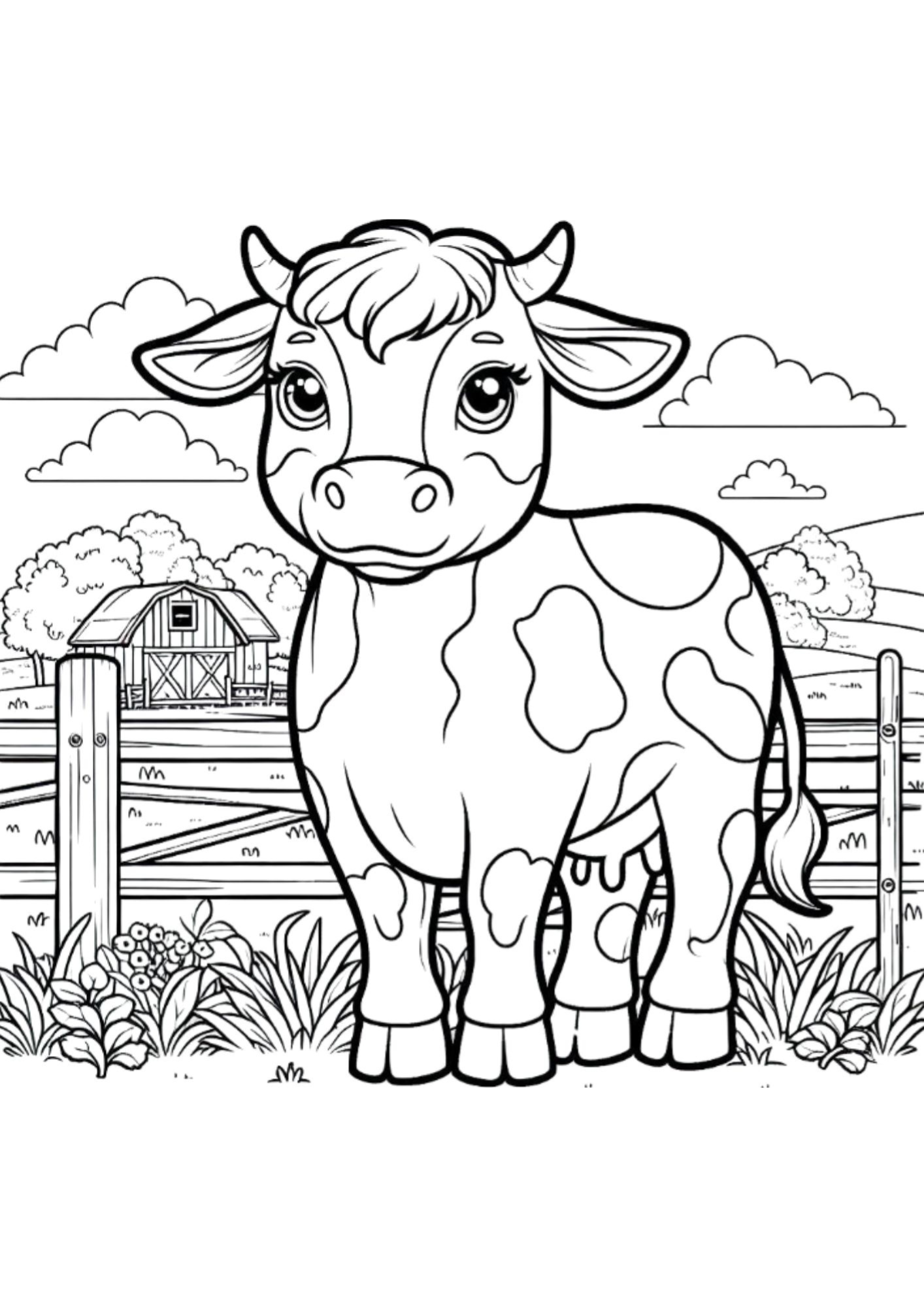 Desenho para Colorir Vaca