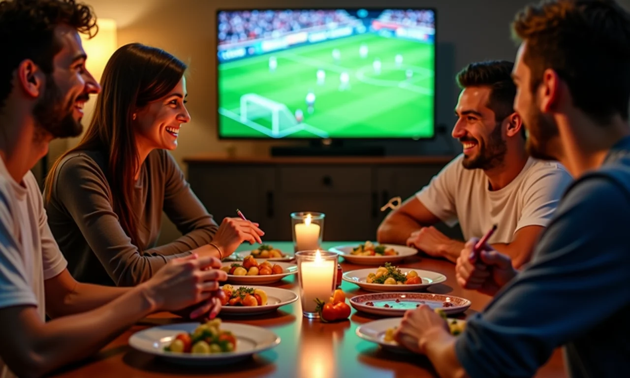 Amigos reunidos para ver jogo do Flamengo no SBT.