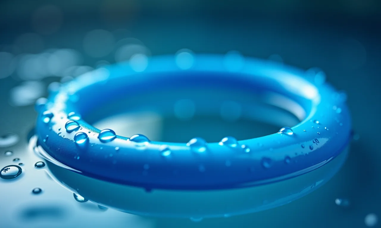 Anel Olímpico azul com gotas de água.