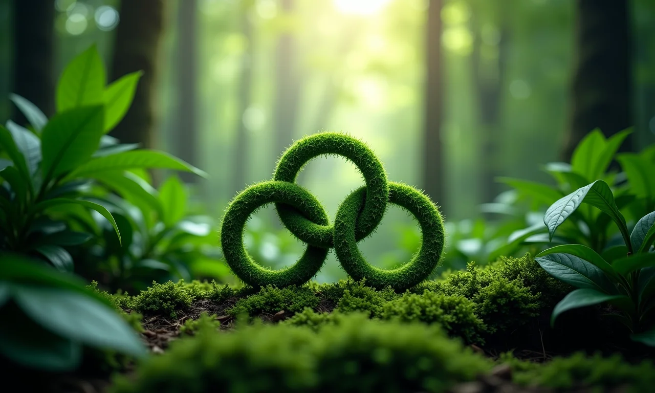 Anel Olímpico verde na floresta tropical.