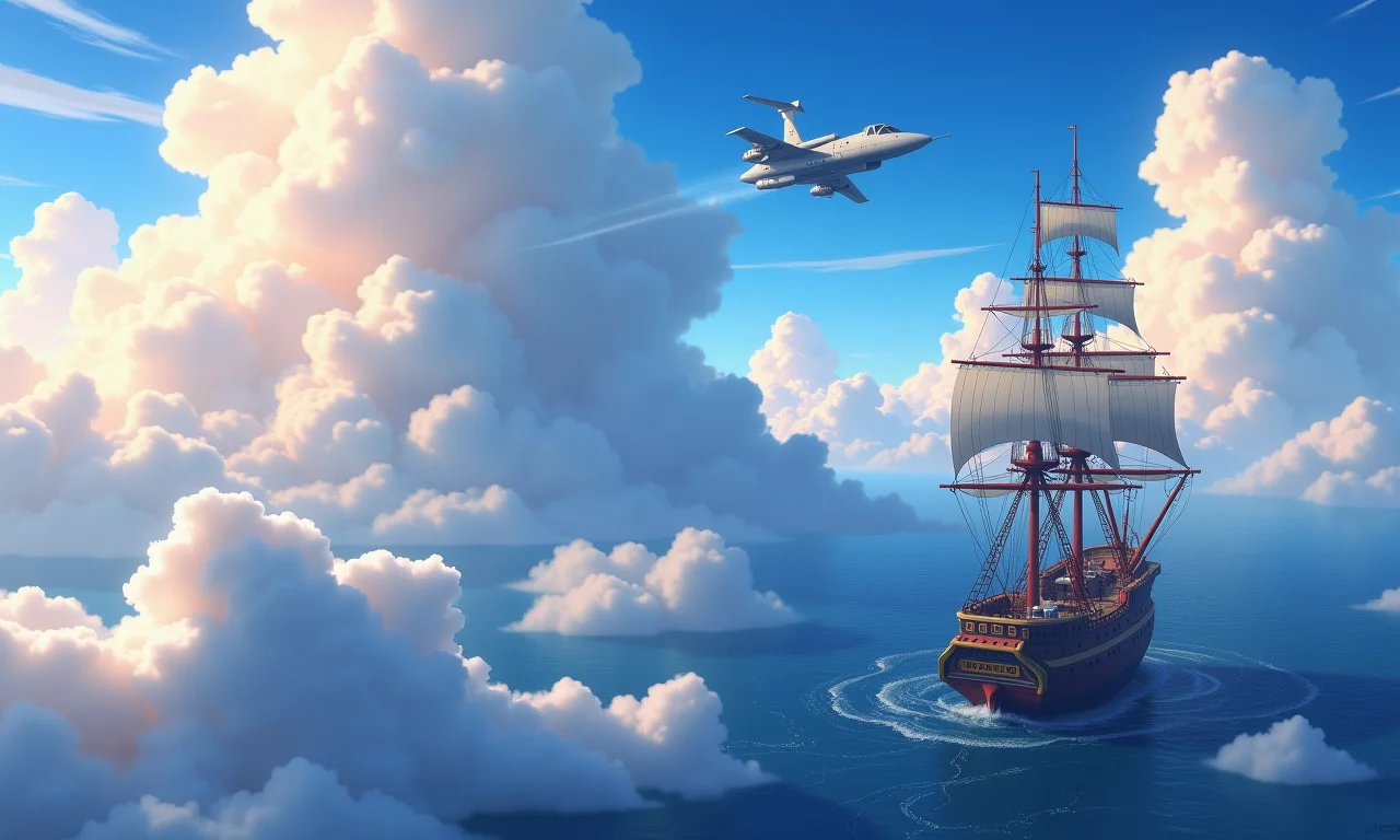 Base da Marinha no céu durante o arco G-8 de One Piece.