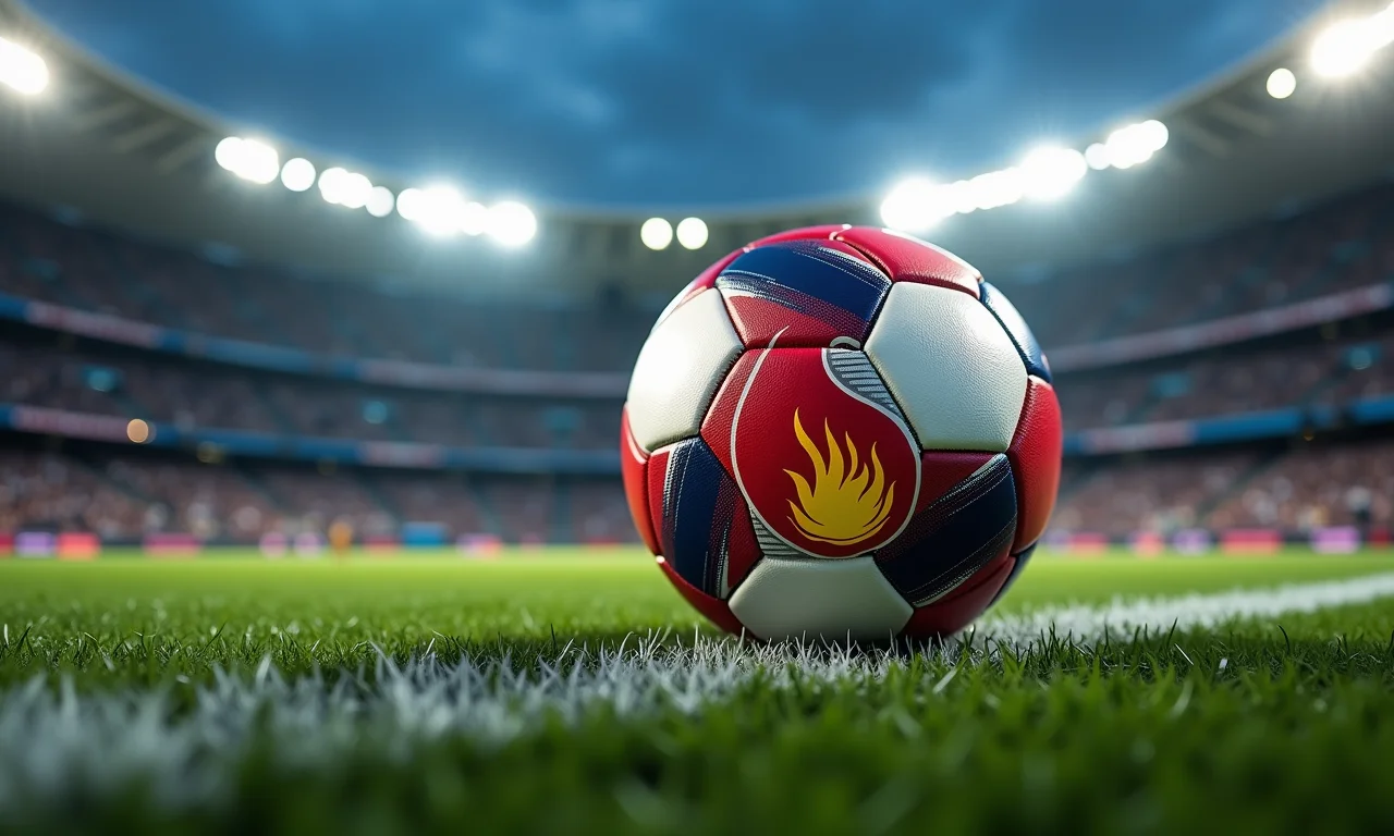 Bola de futebol com o escudo do Flamengo no campo.