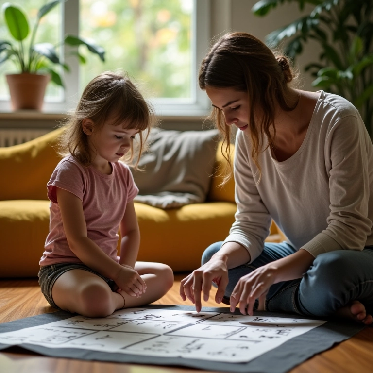 Caça ao tesouro numérica em casa, aprendizado divertido com pistas escondidas.
