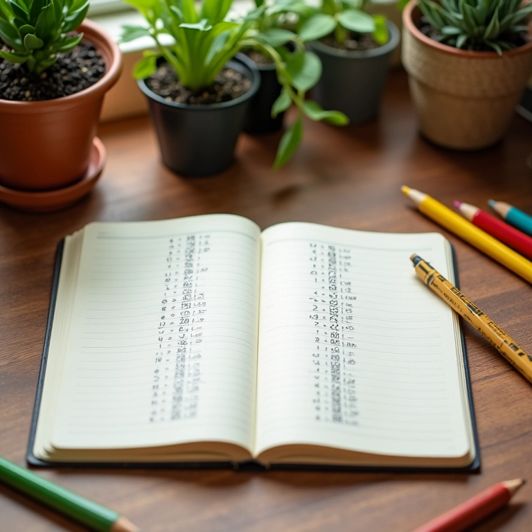 Caderno aberto mostrando a tabuada do 6 escrita à mão com canetas coloridas.