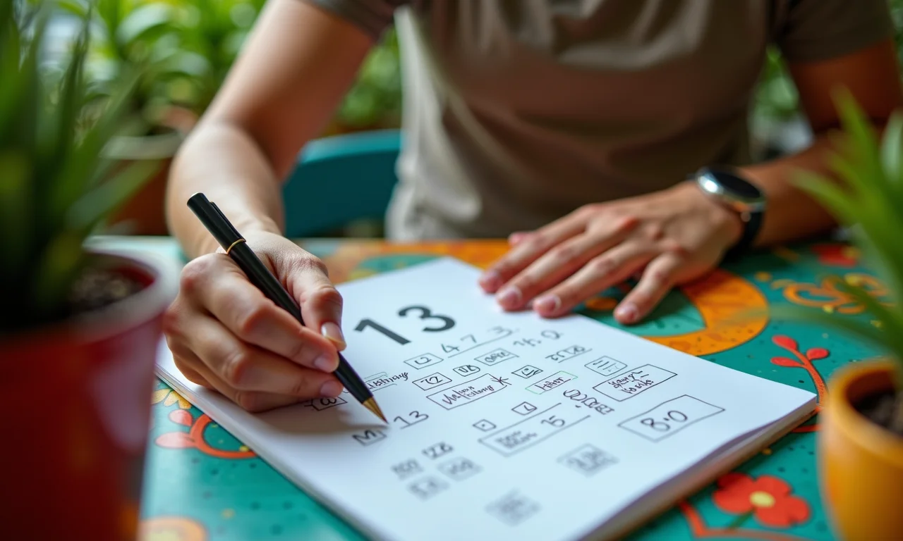 Calculando divisores em uma mesa colorida com o número 13 em destaque.