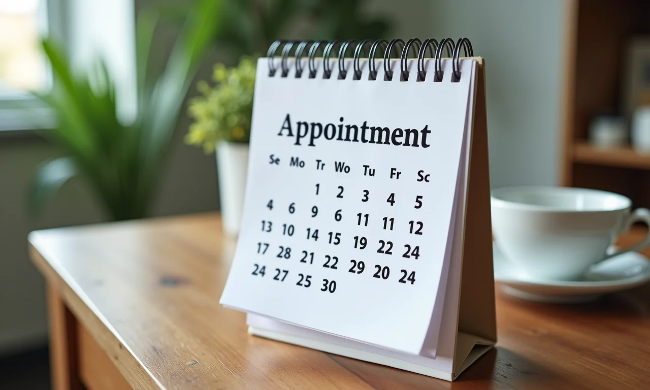 Calendário marcando uma consulta com o dentista em alguns meses.