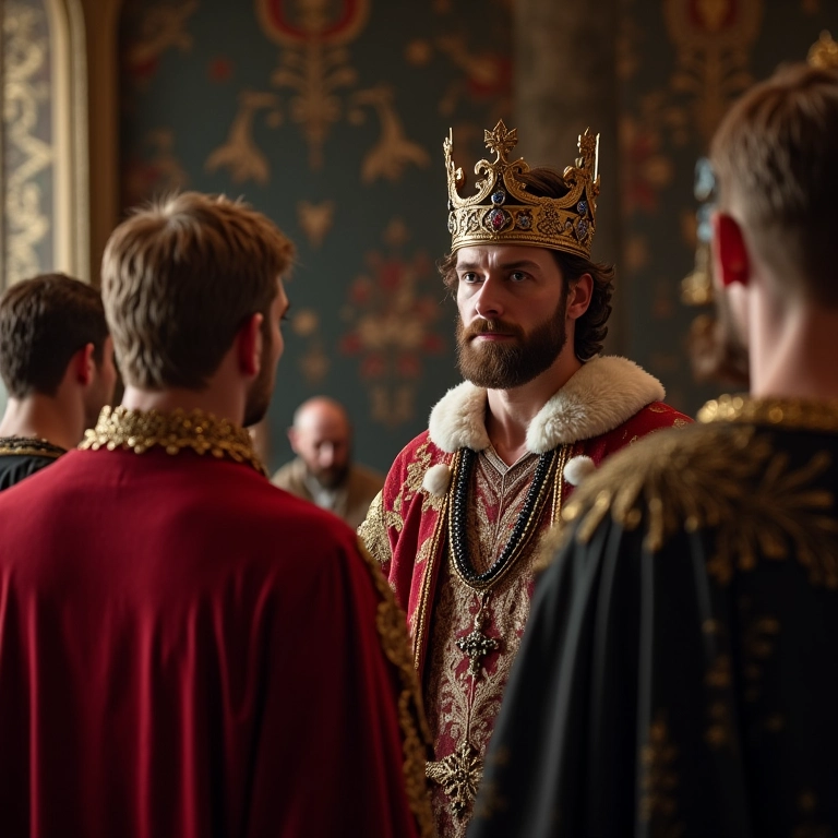 Cerimônia de coroação real, simbolizando o fortalecimento das monarquias durante as Cruzadas.