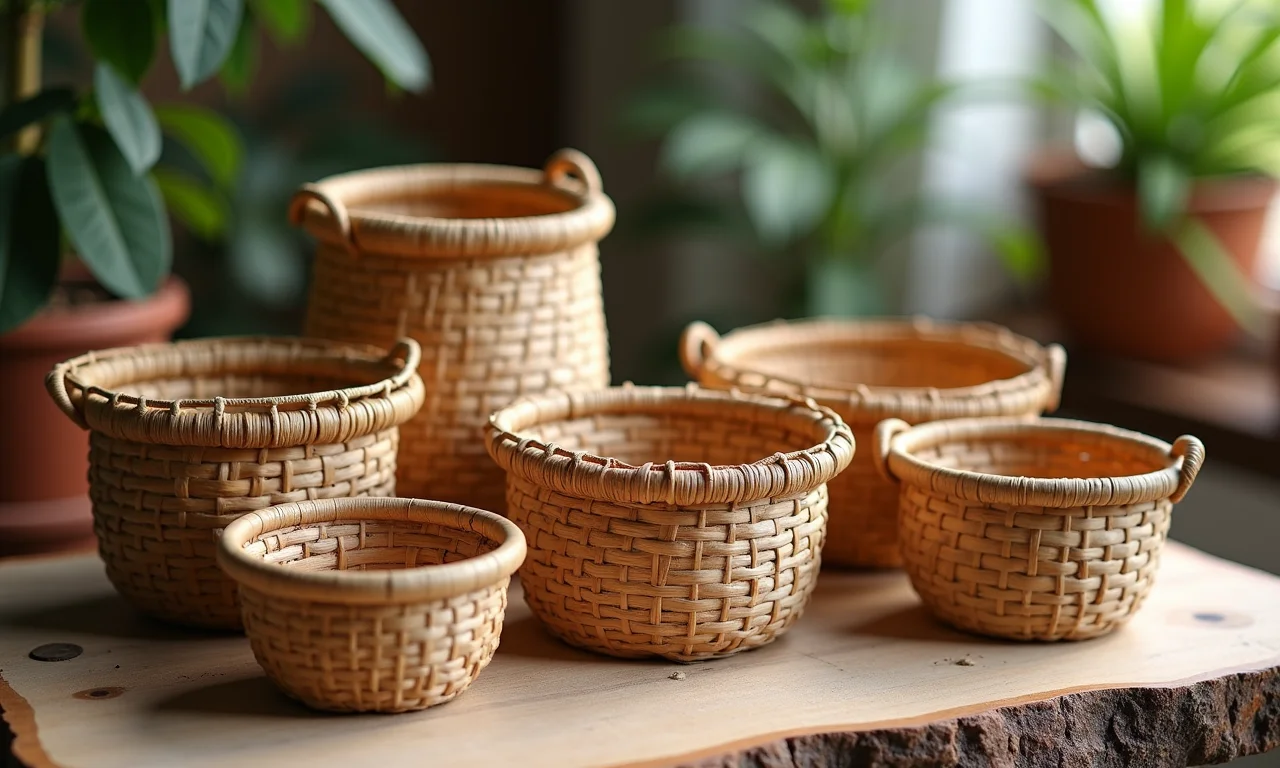 Cestas sensoriais de diferentes tamanhos e materiais, priorizando a segurança.