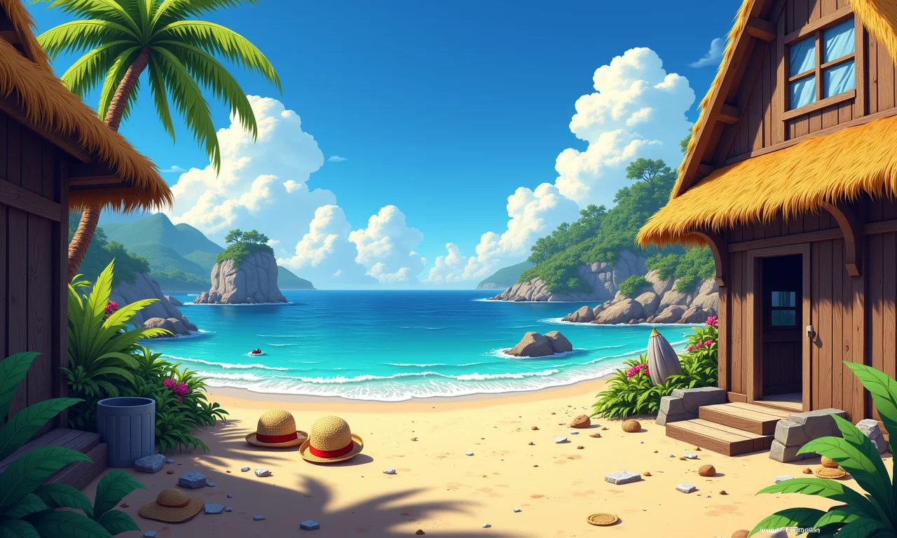 Cidade litorânea se recuperando após os eventos de Alabasta em One Piece.