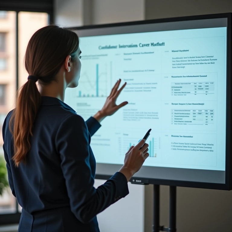 Cientista de dados apresentando intervalos de confiança com gráficos.