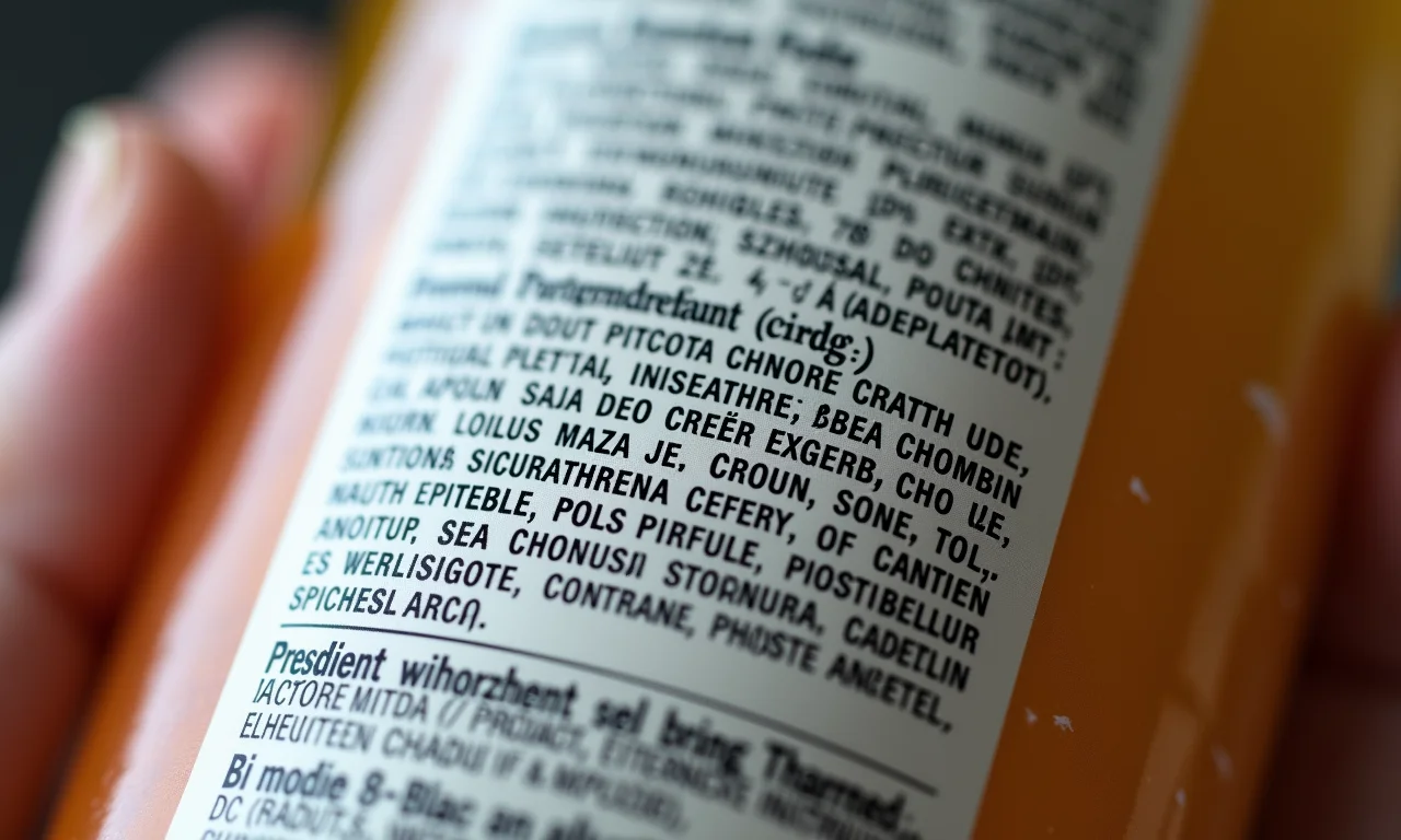 Close-up da lista de ingredientes extensa em um produto ultraprocessado.