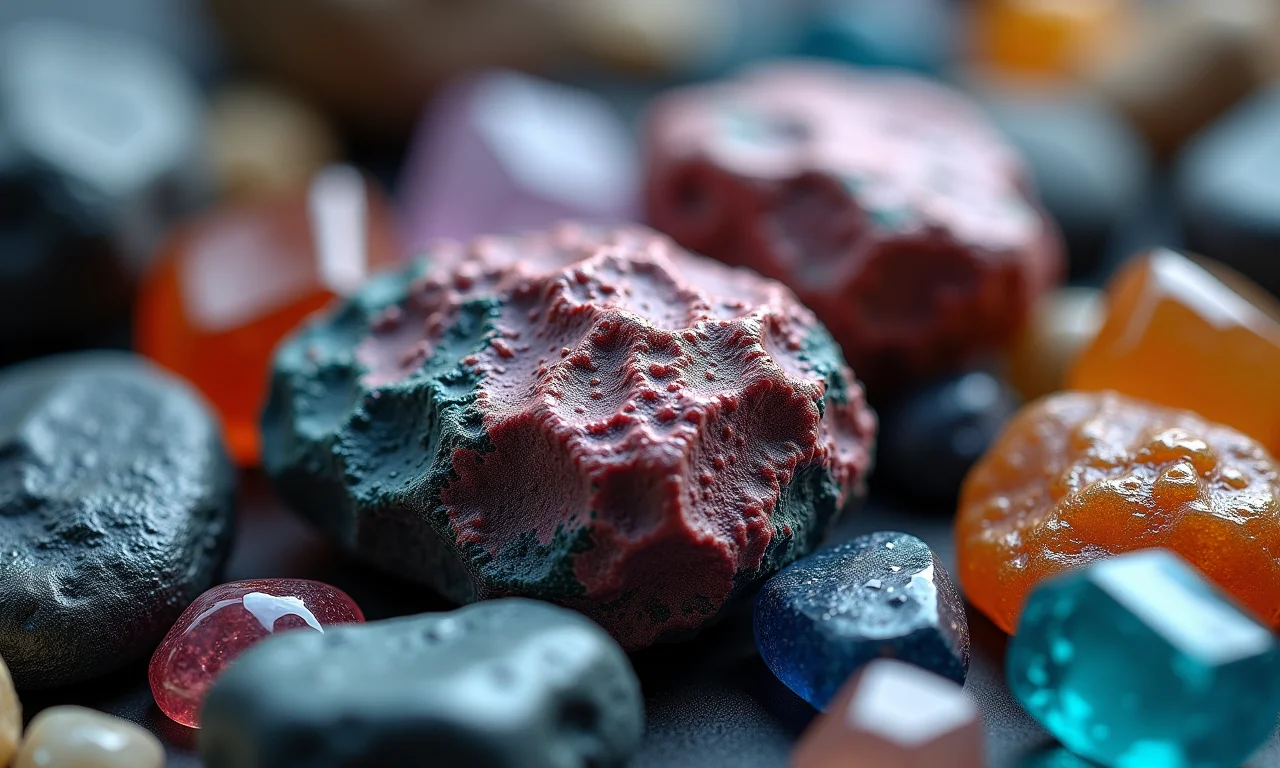 Close-up de minerais diversos, representando a Terra como fonte.