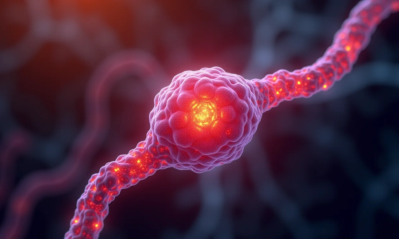 Close-up detalhado de mitocôndrias.