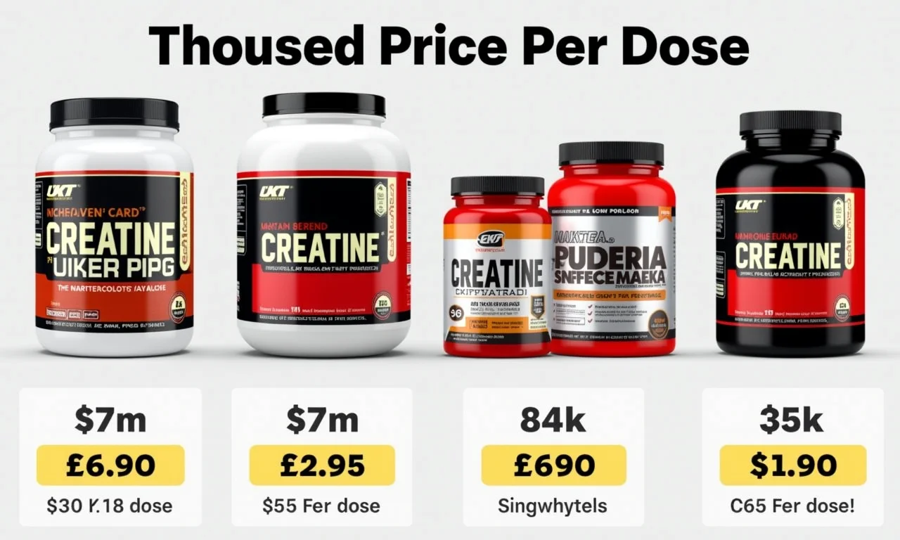 Comparativo de custo-benefício de creatinas diferentes.