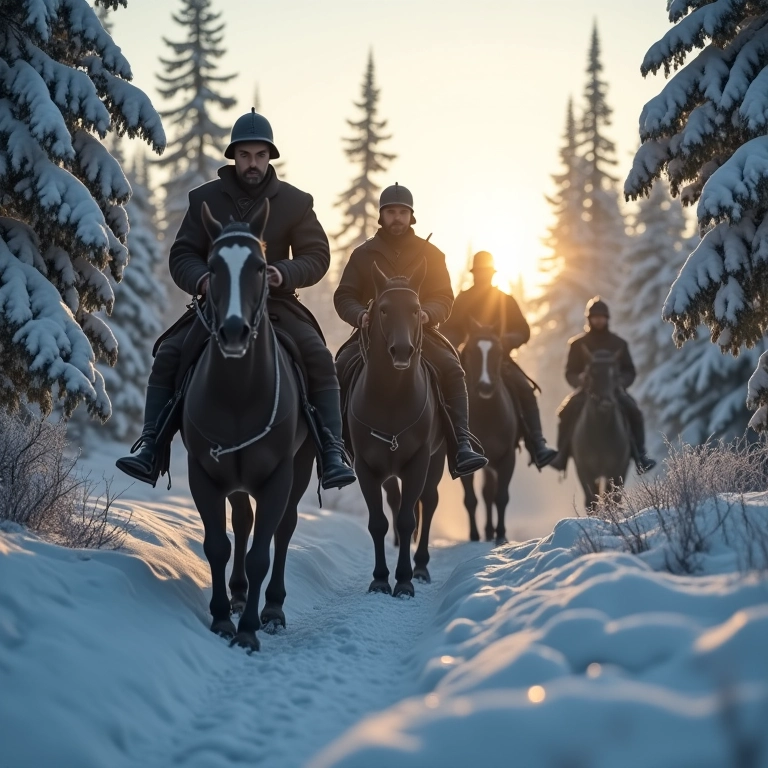 Cossacos russos conquistando a Sibéria.