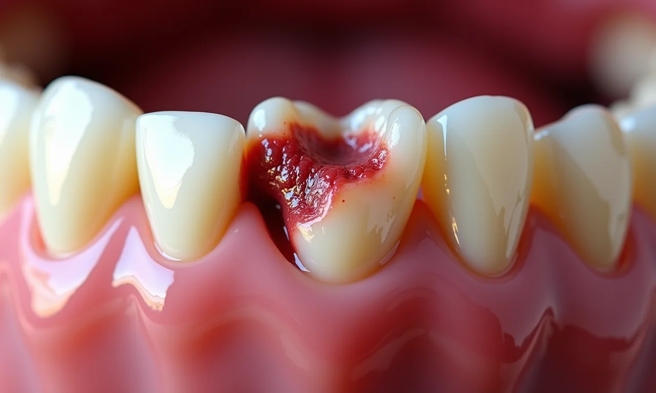 Dente do siso cariado e com doença periodontal avançada.