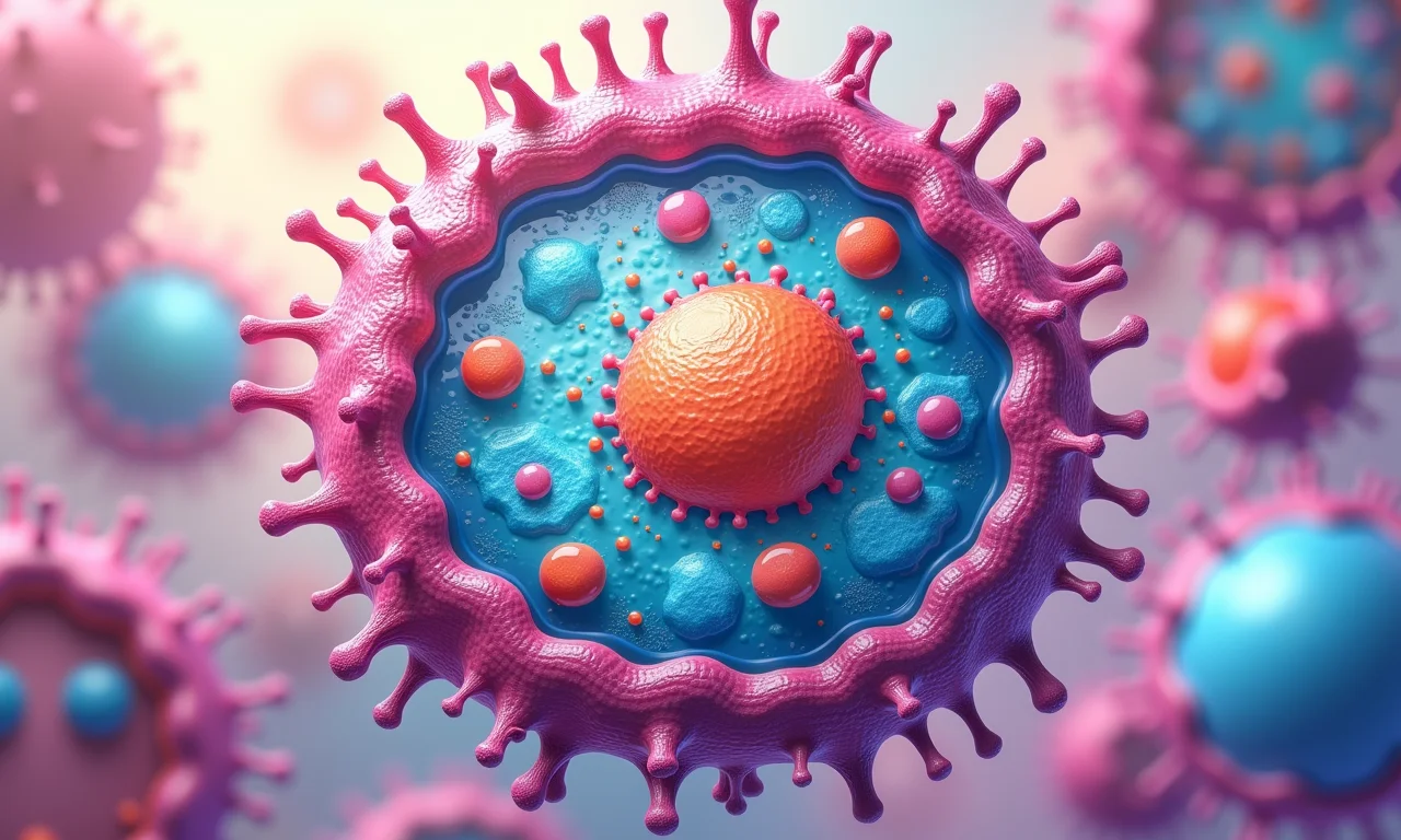 Diagrama simplificado de uma célula procariótica.