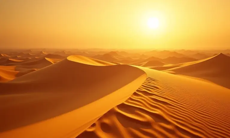 Dunas douradas sob o sol, esculpidas pelo vento.