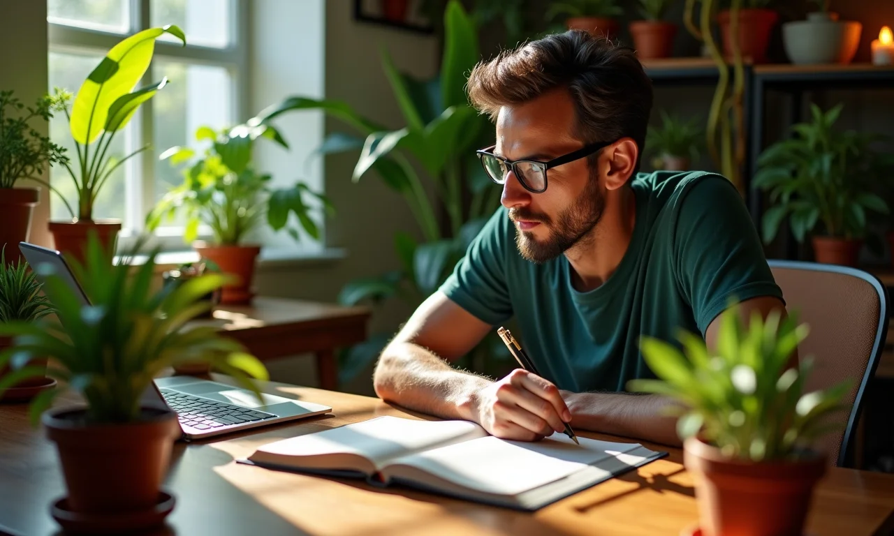 Escritora brasileira editando romance com travessão em diálogo.