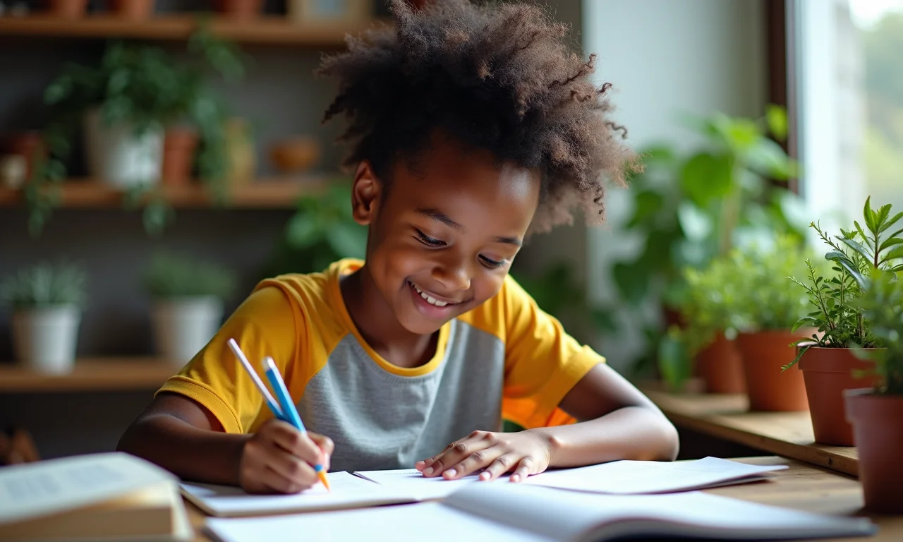 Estudante elaborando um fichamento de resumo, capturando a essência do texto com suas próprias palavras.