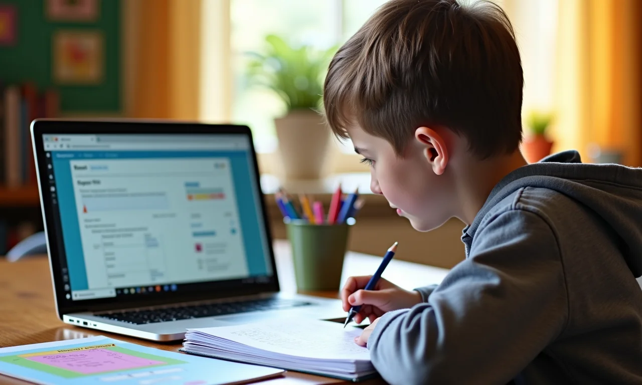 Estudante utilizando diversos recursos de estudo de matemática online.