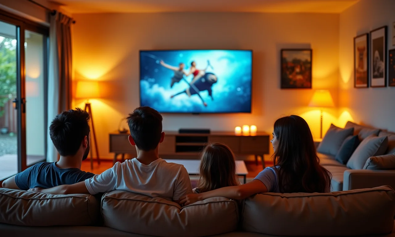 Família relaxando em casa com a internet Tim Ultrafibra.