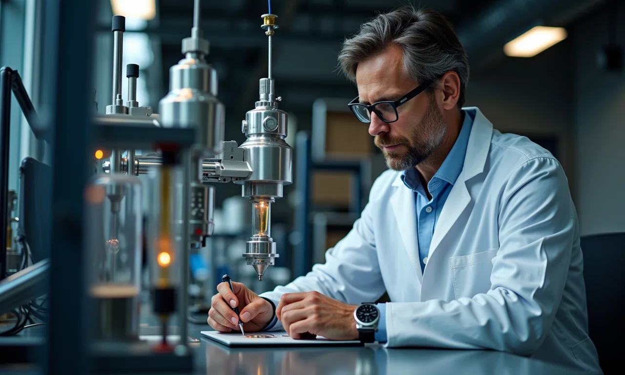 Gauss trabalhando com equipamentos de física experimental.